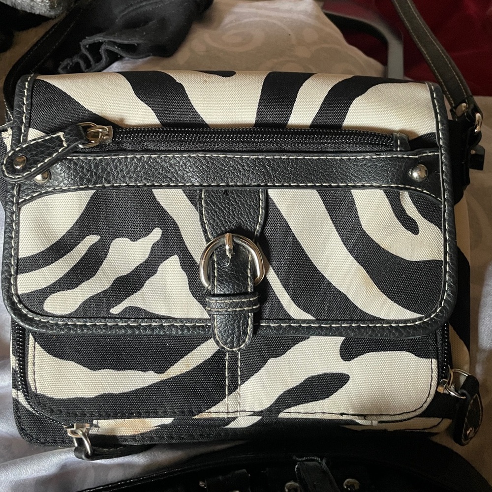 zebra print cross body purse/wallet